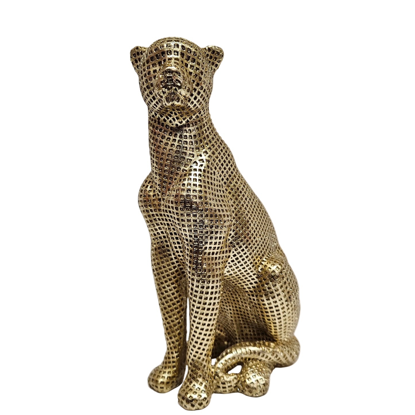 Majestic Panther Sculpture | Luxury Resin Animal Figurine for Home & Office Décor | Metallic Gold Textured Finish | Modern Table Showpiece for Living Room