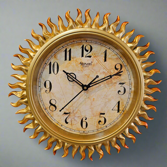 Analog Round Shaped Sun Look Unique Sweep Silent Wall Clock for Home