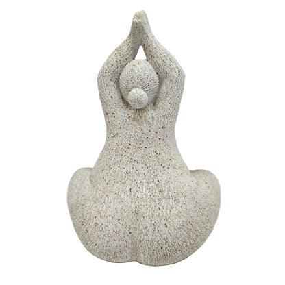 Polystone figure "Cute chubby", white sand Statue Showpiece Figurine in yoga pose