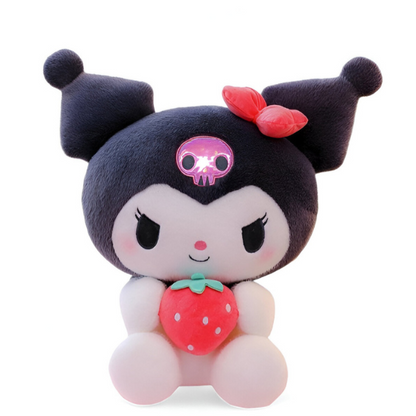 Kuromi Plush Doll Soft, Cuddly Toy Holding Strawberry Cute Anime Stuffed Animal