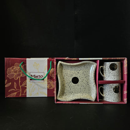 Minto Ceramic 2 pieces cups & 1 serving tray perfect for Return gifting
