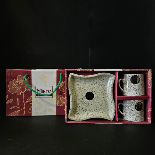 Minto Ceramic 2 pieces cups & 1 serving tray perfect for Return gifting