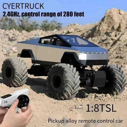 Remote Control Tesla Cybertruck Rock Crawler, with Metal Shell, 2.4GHz 4WD RC Truck with Headlights, Off Road Monster Truck, Birthday and Surprise Gift