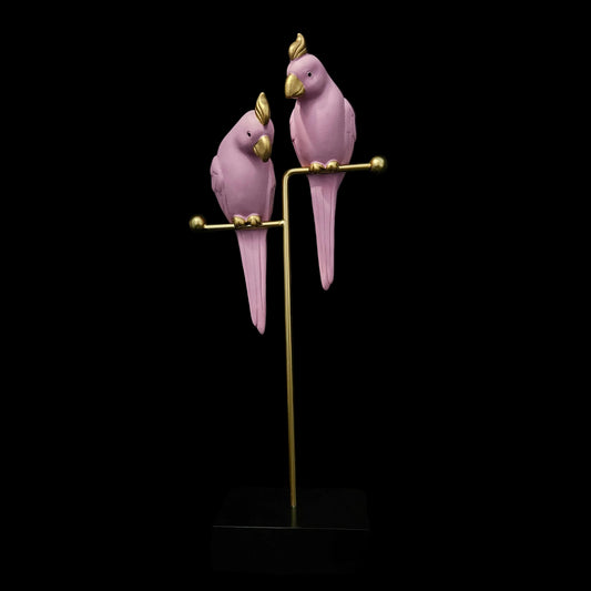 Parrot Ara on Golden Perch Souvenir Handmade Sculpture Decor - Small Figurine for Home Decor Bird Statues - Collectible Figurines