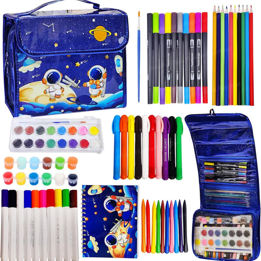 Artist Colour Set with Multiple Coloring Kit,Drawing Color Pencils, Water Colors, Oil Pastel, Acrylic Marker Pens & Paint Brush for Art Craft for Kids & Adults