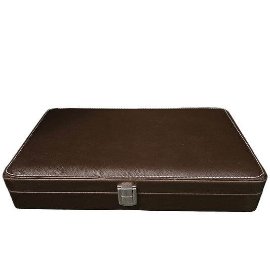Leather Desktop Organizer for Men 6 Compartment Tray with Magnetic Closure, Compact Design for Office Supplies