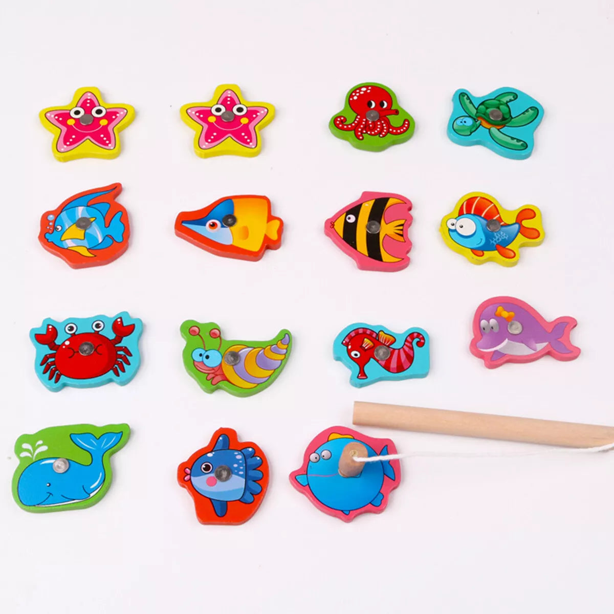 Wooden Magnetic Fishing Toys Game Set for Small Kids Educational