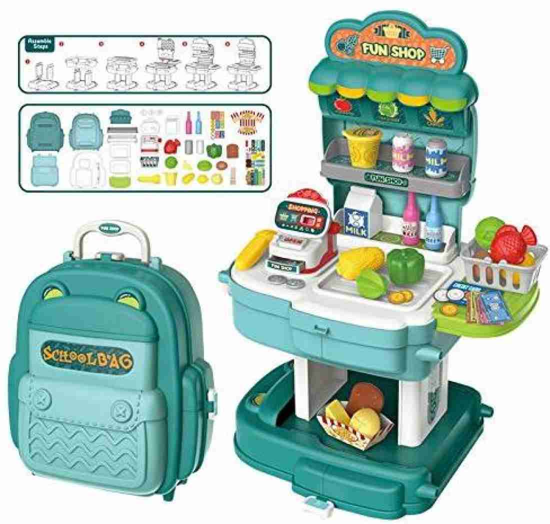 Piece School Bag Packing Pretend Play Shop Market Game Modern Children Home Supermarket Set for Kids Toys Boys and Girls