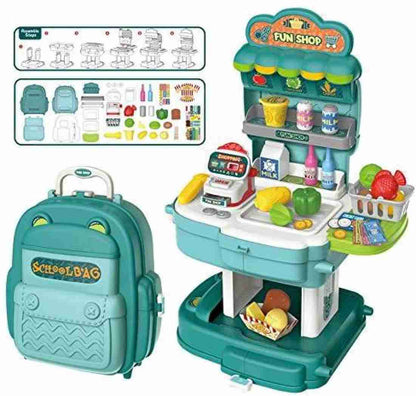 Piece School Bag Packing Pretend Play Shop Market Game Modern Children Home Supermarket Set for Kids Toys Boys and Girls