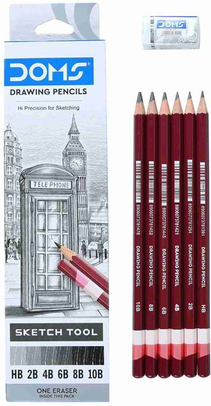 DOMS drawing pencils, designed for sketching.