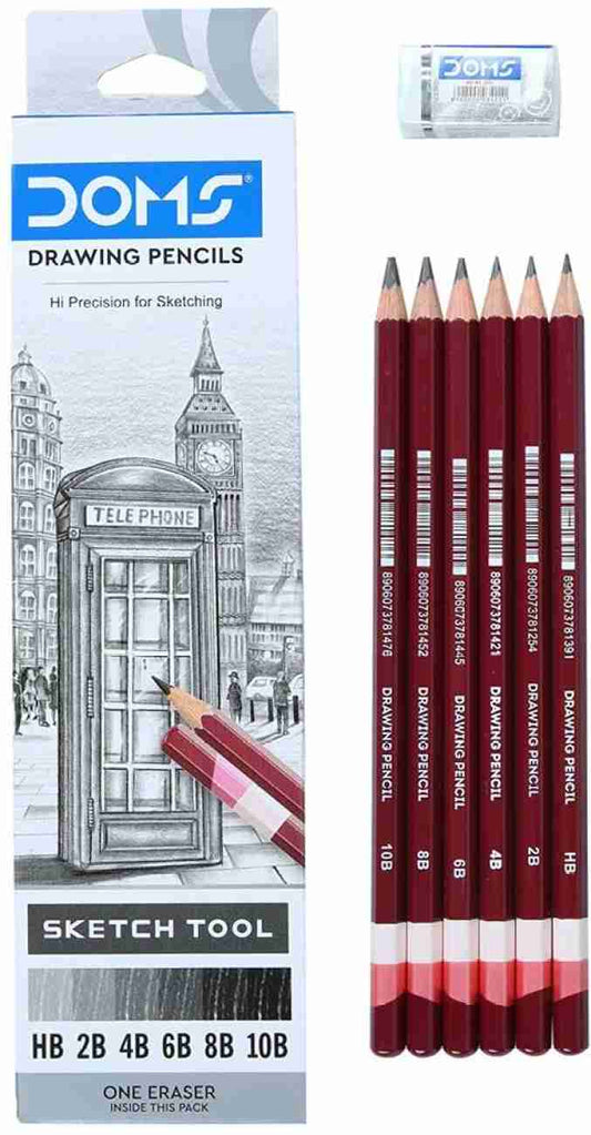 DOMS drawing pencils, designed for sketching.