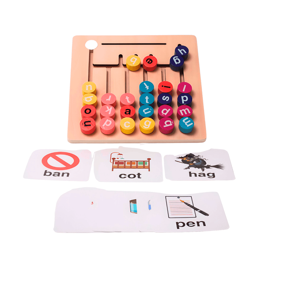 Wooden Letter Blocks Moveable Spinning Alphabet Matching Blocks Words Spelling Reading Educational Toys for Kids Phonics Toy  Spell Games Learning Toy  Alphabet Learner Multicolour Toy