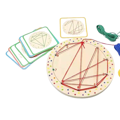Thread Winding Patterns Board for Kids Fine Motor Skills Educational Winding Toys A game that uses wool to wind out patterns for 3 to 5 Year Old Preschool kids
