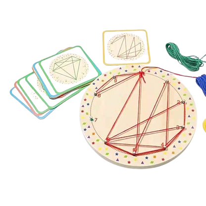 Thread Winding Patterns Board for Kids Fine Motor Skills Educational Winding Toys A game that uses wool to wind out patterns for 3 to 5 Year Old Preschool kids